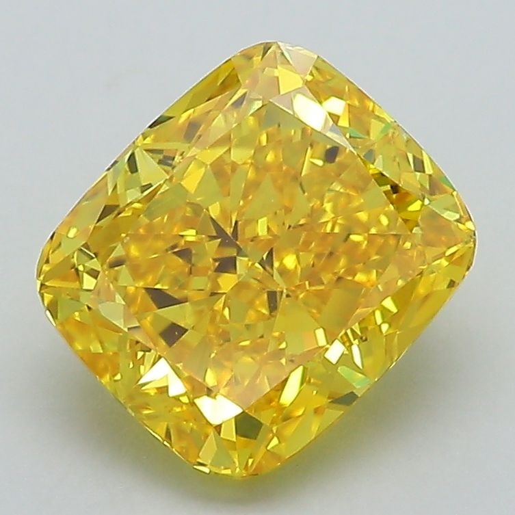 Loose Diamond - CUSHION MODIFIED 2.5ct Fancy Vivid Yellow VVS2: Loose Diamond - CUSHION MODIFIED 2.5ct Fancy Vivid Yellow VVS2 Source: This is a real non-mined Diamond that has been grown in a lab Shape: CUSHION MODIFIED Carats: 2.5 Color: Fancy Vivid Yellow Certi