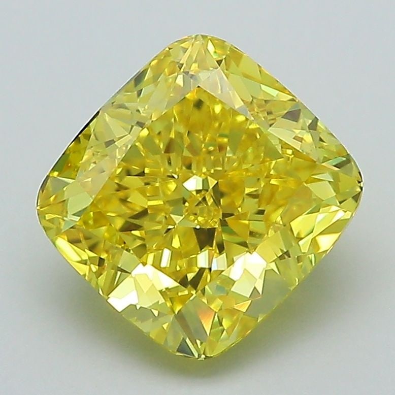 Loose Diamond - CUSHION MODIFIED 2.56ct Fancy Vivid Yellow VS1: Loose Diamond - CUSHION MODIFIED 2.56ct Fancy Vivid Yellow VS1 Source: This is a real non-mined Diamond that has been grown in a lab Shape: CUSHION MODIFIED Carats: 2.56 Color: Fancy Vivid Yellow Cert