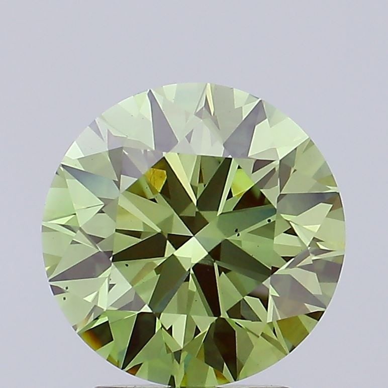 Ideal Loose Diamond - ROUND 2.42ct Fancy Vivid Green VS2: Ideal Loose Diamond - ROUND 2.42ct Fancy Vivid Green VS2 Source: This is a real non-mined Diamond that has been grown in a lab Shape: ROUND Carats: 2.42 Color: Fancy Vivid Green Certification: IGI Vid