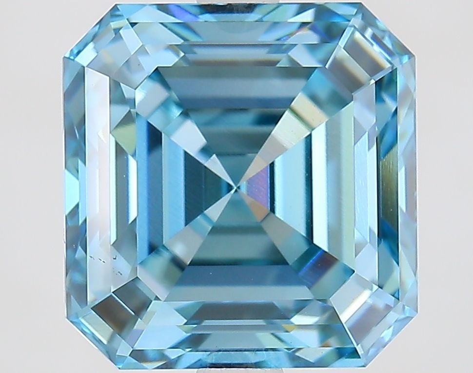 Loose Diamond - ASSCHER 4.1ct Fancy Vivid Blue VVS2: Loose Diamond - ASSCHER 4.1ct Fancy Vivid Blue VVS2 Source: This is a real non-mined Diamond that has been grown in a lab Shape: ASSCHER Carats: 4.1 Color: Fancy Vivid Blue Certification: IGI Video: