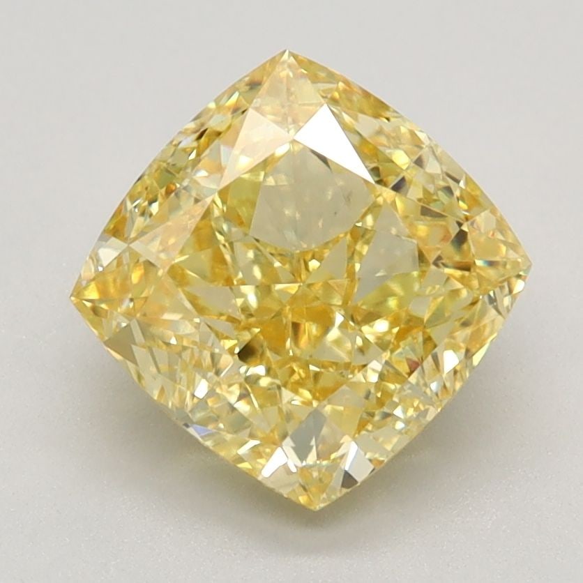 Loose Diamond - CUSHION MODIFIED 2.15ct Fancy Vivid Yellow VS1: Loose Diamond - CUSHION MODIFIED 2.15ct Fancy Vivid Yellow VS1 Source: This is a real non-mined Diamond that has been grown in a lab Shape: CUSHION MODIFIED Carats: 2.15 Color: Fancy Vivid Yellow Cert