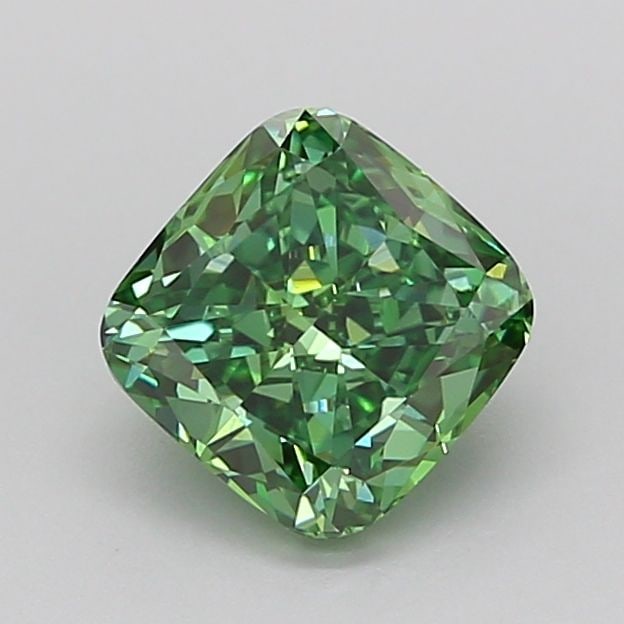 Loose Diamond - CUSHION MODIFIED 1.11ct Fancy Vivid Green VVS2: Loose Diamond - CUSHION MODIFIED 1.11ct Fancy Vivid Green VVS2 Source: This is a real non-mined Diamond that has been grown in a lab Shape: CUSHION MODIFIED Carats: 1.11 Color: Fancy Vivid Green Certi