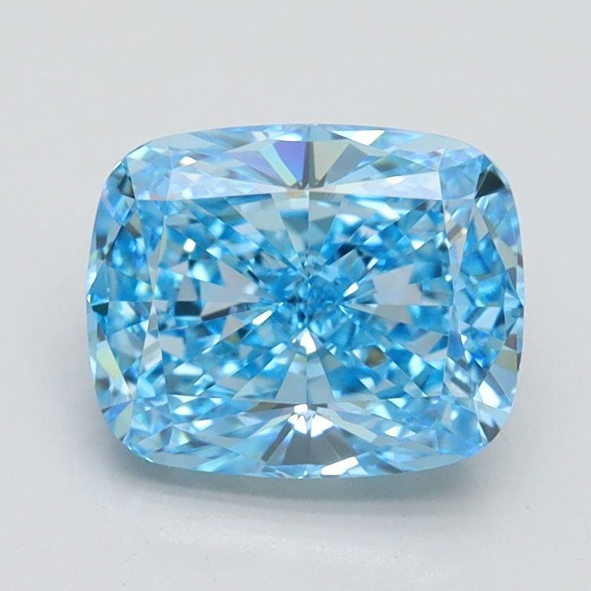 Loose Diamond - CUSHION BRILLIANT 2.07ct Fancy Vivid Blue VS1: Loose Diamond - CUSHION BRILLIANT 2.07ct Fancy Vivid Blue VS1 Source: This is a real non-mined Diamond that has been grown in a lab Shape: CUSHION BRILLIANT Carats: 2.07 Color: Fancy Vivid Blue Certif