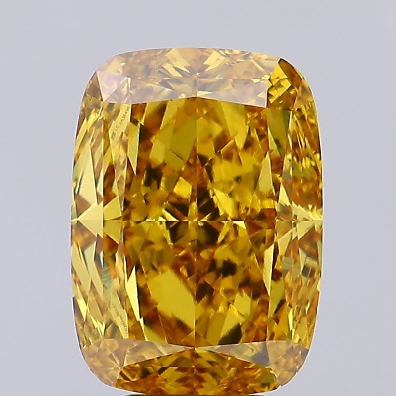 Loose Diamond - CUSHION MODIFIED 6.74ct Fancy Vivid Brownish Yellow VS1: Loose Diamond - CUSHION MODIFIED 6.74ct Fancy Vivid Brownish Yellow VS1 Source: This is a real non-mined Diamond that has been grown in a lab Shape: CUSHION MODIFIED Carats: 6.74 Color: Fancy Vivid Br