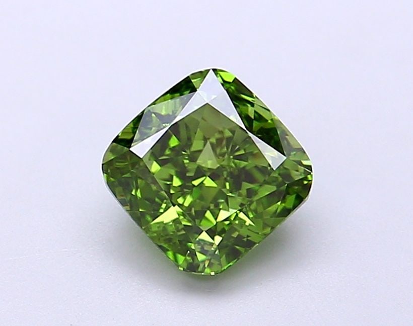 Loose Diamond - CUSHION MODIFIED 1.26ct Fancy Vivid Green VS1: Loose Diamond - CUSHION MODIFIED 1.26ct Fancy Vivid Green VS1 Source: This is a real non-mined Diamond that has been grown in a lab Shape: CUSHION MODIFIED Carats: 1.26 Color: Fancy Vivid Green Certif