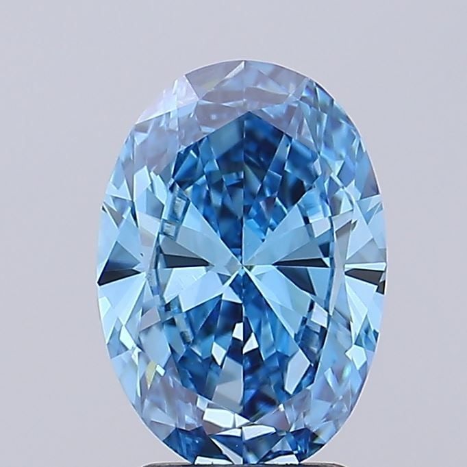 Loose Diamond - OVAL 2.47ct Fancy Vivid Blue VS1: Loose Diamond - OVAL 2.47ct Fancy Vivid Blue VS1 Source: This is a real non-mined Diamond that has been grown in a lab Shape: OVAL Carats: 2.47 Color: Fancy Vivid Blue Certification: IGI Video: