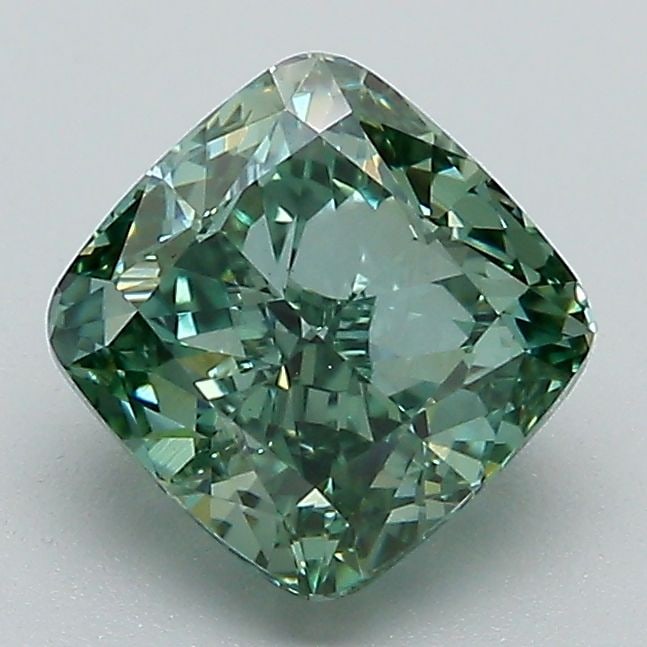 Loose Diamond - CUSHION MODIFIED 1.7ct Fancy Vivid Green VS1: Loose Diamond - CUSHION MODIFIED 1.7ct Fancy Vivid Green VS1 Source: This is a real non-mined Diamond that has been grown in a lab Shape: CUSHION MODIFIED Carats: 1.7 Color: Fancy Vivid Green Certific
