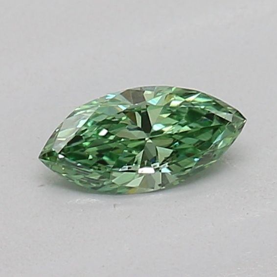 Loose Diamond - MARQUISE 0.14ct Fancy Vivid Green VS1: Loose Diamond - MARQUISE 0.14ct Fancy Vivid Green VS1 Source: This is a real non-mined Diamond that has been grown in a lab Shape: MARQUISE Carats: 0.14 Color: Fancy Vivid Green Certification: IGI