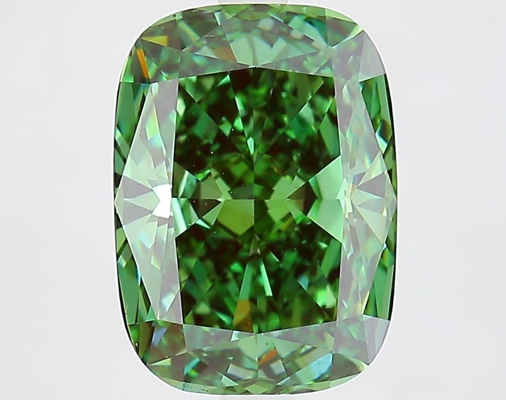 Loose Diamond - CUSHION MODIFIED 4.06ct Fancy Vivid Green VS1: Loose Diamond - CUSHION MODIFIED 4.06ct Fancy Vivid Green VS1 Source: This is a real non-mined Diamond that has been grown in a lab Shape: CUSHION MODIFIED Carats: 4.06 Color: Fancy Vivid Green Certif