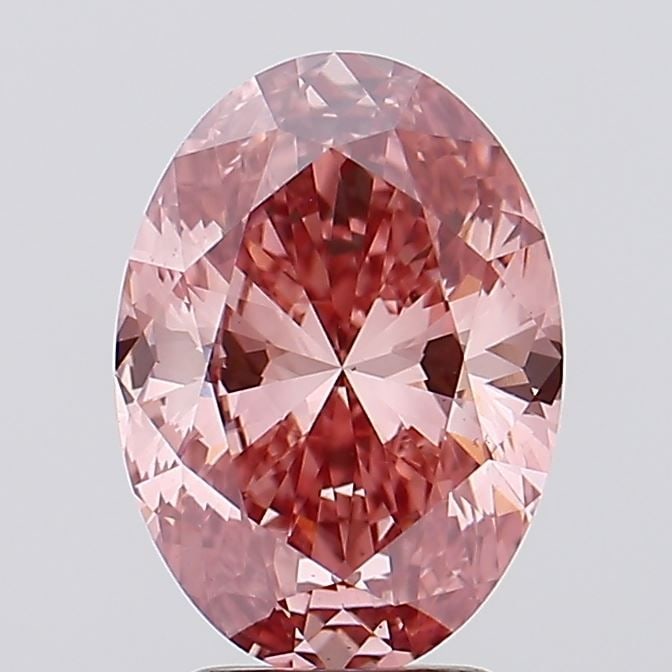 Loose Diamond - OVAL 2.17ct Fancy Vivid Brownish Pink VS2: Loose Diamond - OVAL 2.17ct Fancy Vivid Brownish Pink VS2 Source: This is a real non-mined Diamond that has been grown in a lab Shape: OVAL Carats: 2.17 Color: Fancy Vivid Brownish Pink Certification: