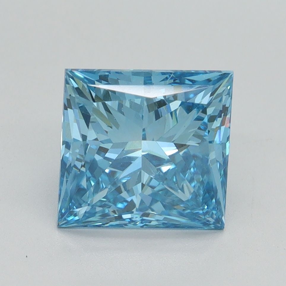 Loose Diamond - PRINCESS 2.53ct Fancy Vivid Blue VS1: Loose Diamond - PRINCESS 2.53ct Fancy Vivid Blue VS1 Source: This is a real non-mined Diamond that has been grown in a lab Shape: PRINCESS Carats: 2.53 Color: Fancy Vivid Blue Certification: IGI Video