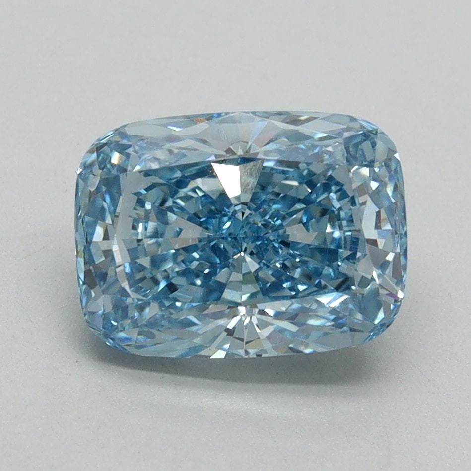 Loose Diamond - CUSHION BRILLIANT 2.1ct Fancy Vivid Blue VS1: Loose Diamond - CUSHION BRILLIANT 2.1ct Fancy Vivid Blue VS1 Source: This is a real non-mined Diamond that has been grown in a lab Shape: CUSHION BRILLIANT Carats: 2.1 Color: Fancy Vivid Blue Certific
