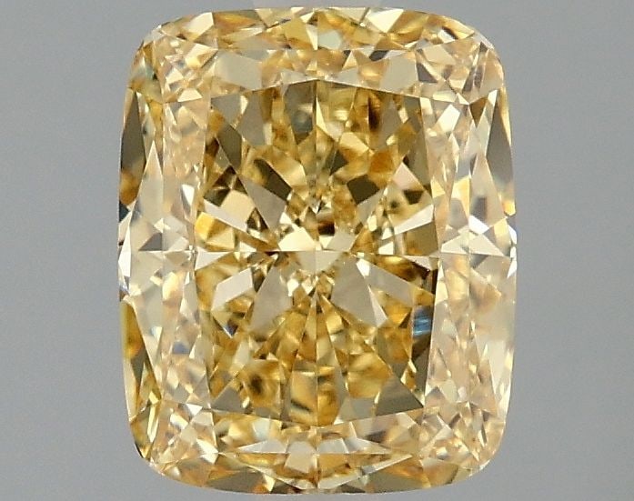 Loose Diamond - CUSHION MODIFIED 2.09ct Fancy Intense Yellow VVS2: Loose Diamond - CUSHION MODIFIED 2.09ct Fancy Intense Yellow VVS2 Source: This is a real non-mined Diamond that has been grown in a lab Shape: CUSHION MODIFIED Carats: 2.09 Color: Fancy Intense Yellow