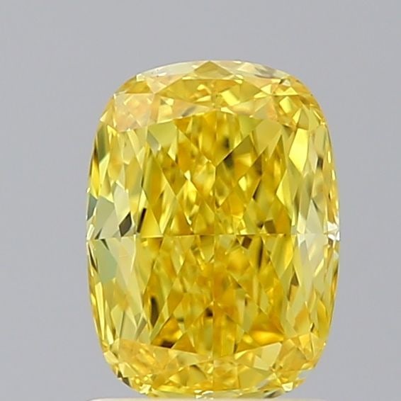 Loose Diamond - CUSHION MODIFIED 1.03ct Fancy Vivid Yellow VS1: Loose Diamond - CUSHION MODIFIED 1.03ct Fancy Vivid Yellow VS1 Source: This is a real non-mined Diamond that has been grown in a lab Shape: CUSHION MODIFIED Carats: 1.03 Color: Fancy Vivid Yellow Cert