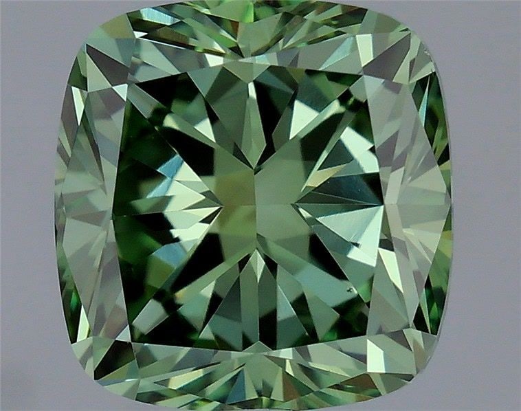 Loose Diamond - CUSHION MODIFIED 1.51ct Fancy Vivid Green VS1: Loose Diamond - CUSHION MODIFIED 1.51ct Fancy Vivid Green VS1 Source: This is a real non-mined Diamond that has been grown in a lab Shape: CUSHION MODIFIED Carats: 1.51 Color: Fancy Vivid Green Certif