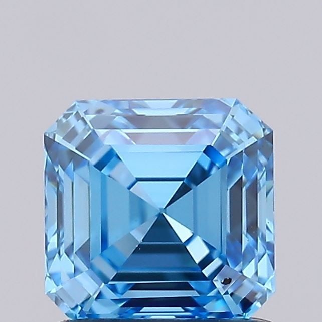 Loose Diamond - SQUARE EMERALD 1.03ct Fancy Vivid Blue VVS2: Loose Diamond - SQUARE EMERALD 1.03ct Fancy Vivid Blue VVS2 Source: This is a real non-mined Diamond that has been grown in a lab Shape: SQUARE EMERALD Carats: 1.03 Color: Fancy Vivid Blue Certificati