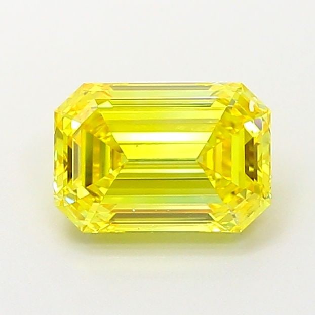 Loose Diamond - EMERALD 1.51ct Fancy Vivid Yellow VVS2: Loose Diamond - EMERALD 1.51ct Fancy Vivid Yellow VVS2 Source: This is a real non-mined Diamond that has been grown in a lab Shape: EMERALD Carats: 1.51 Color: Fancy Vivid Yellow Certification: IGI Vi