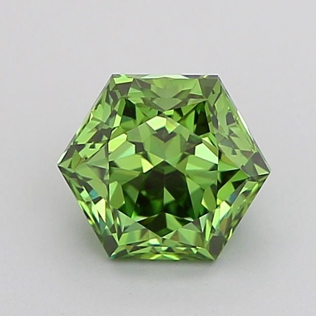 Loose Diamond - HEXAGONAL 1.02ct Fancy Vivid Green VS1: Loose Diamond - HEXAGONAL 1.02ct Fancy Vivid Green VS1 Source: This is a real non-mined Diamond that has been grown in a lab Shape: HEXAGONAL Carats: 1.02 Color: Fancy Vivid Green Certification: IGI