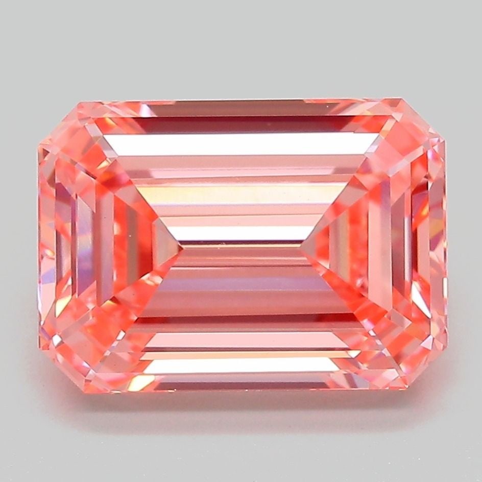 Loose Diamond - EMERALD 4.22ct Fancy Vivid Pink VVS2: Loose Diamond - EMERALD 4.22ct Fancy Vivid Pink VVS2 Source: This is a real non-mined Diamond that has been grown in a lab Shape: EMERALD Carats: 4.22 Color: Fancy Vivid Pink Certification: IGI Video: