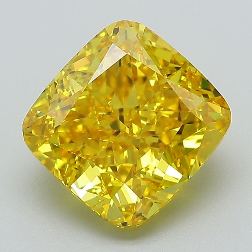 Loose Diamond - CUSHION MODIFIED 3.18ct Fancy Vivid Yellow VS1: Loose Diamond - CUSHION MODIFIED 3.18ct Fancy Vivid Yellow VS1 Source: This is a real non-mined Diamond that has been grown in a lab Shape: CUSHION MODIFIED Carats: 3.18 Color: Fancy Vivid Yellow Cert