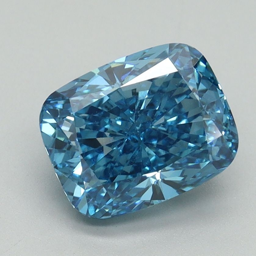 Loose Diamond - CUSHION BRILLIANT 2.18ct Fancy Vivid Blue VVS2: Loose Diamond - CUSHION BRILLIANT 2.18ct Fancy Vivid Blue VVS2 Source: This is a real non-mined Diamond that has been grown in a lab Shape: CUSHION BRILLIANT Carats: 2.18 Color: Fancy Vivid Blue Certi