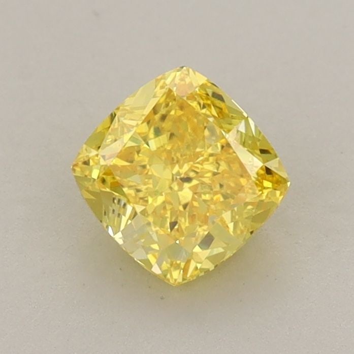 Loose Diamond - CUSHION MODIFIED 0.77ct Fancy Vivid Yellow VVS2: Loose Diamond - CUSHION MODIFIED 0.77ct Fancy Vivid Yellow VVS2 Source: This is a real non-mined Diamond that has been grown in a lab Shape: CUSHION MODIFIED Carats: 0.77 Color: Fancy Vivid Yellow Cer