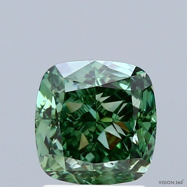 Loose Diamond - CUSHION MODIFIED 1.55ct Fancy Vivid Green VS2: Loose Diamond - CUSHION MODIFIED 1.55ct Fancy Vivid Green VS2 Source: This is a real non-mined Diamond that has been grown in a lab Shape: CUSHION MODIFIED Carats: 1.55 Color: Fancy Vivid Green