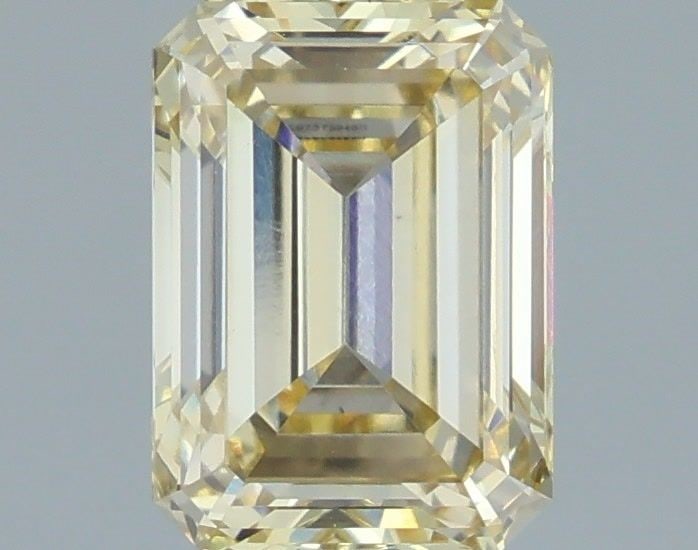 Loose Diamond - EMERALD 1.37ct Fancy Light Yellow VVS2: Loose Diamond - EMERALD 1.37ct Fancy Light Yellow VVS2 Source: This is a real non-mined Diamond that has been grown in a lab Shape: EMERALD Carats: 1.37 Color: Fancy Light Yellow Certification: IGI Vi