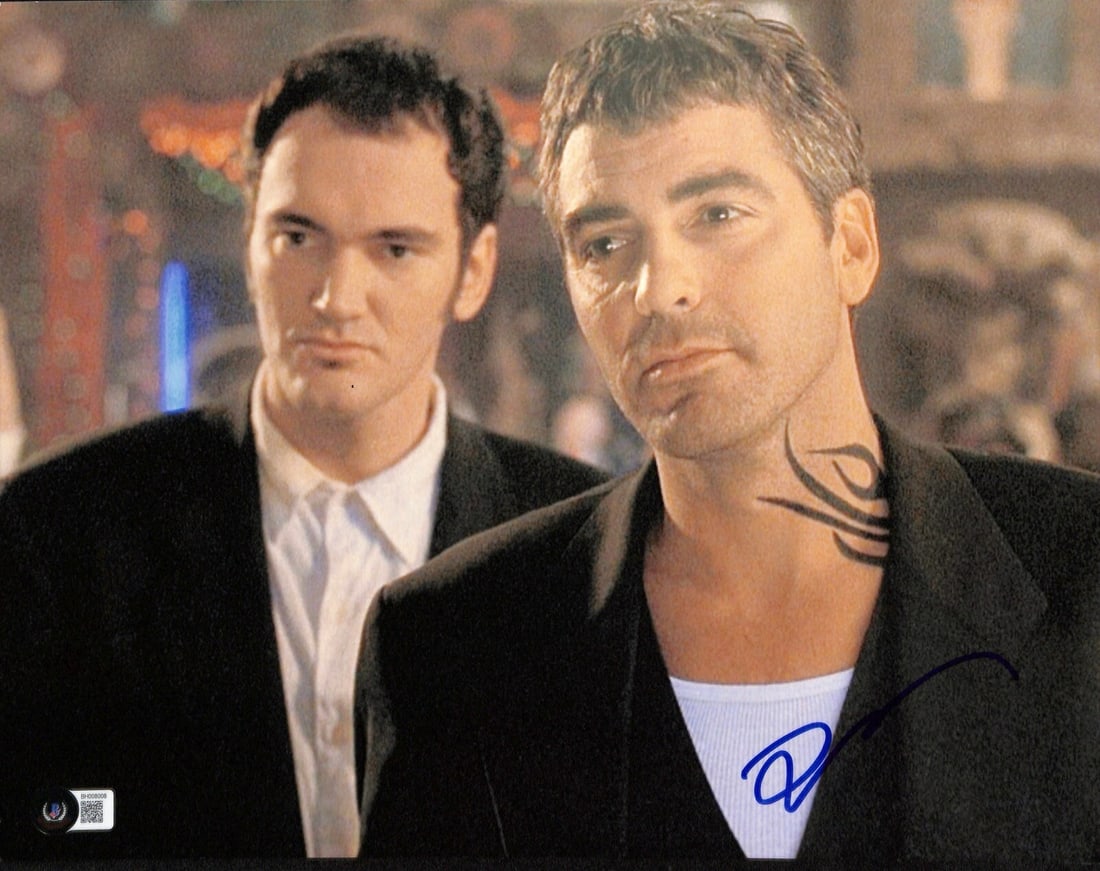 Quentin Tarantino Signed 11x14 Richard Gecko Photo Beckett Certified: Quentin Tarantino Signed 11x14 Richard Gecko Photo Beckett Certified This is an autographed 11x14 photograph of Quentin Tarantino, who portrayed "Richard Gecko" in the iconic film From Dusk Till Dawn.