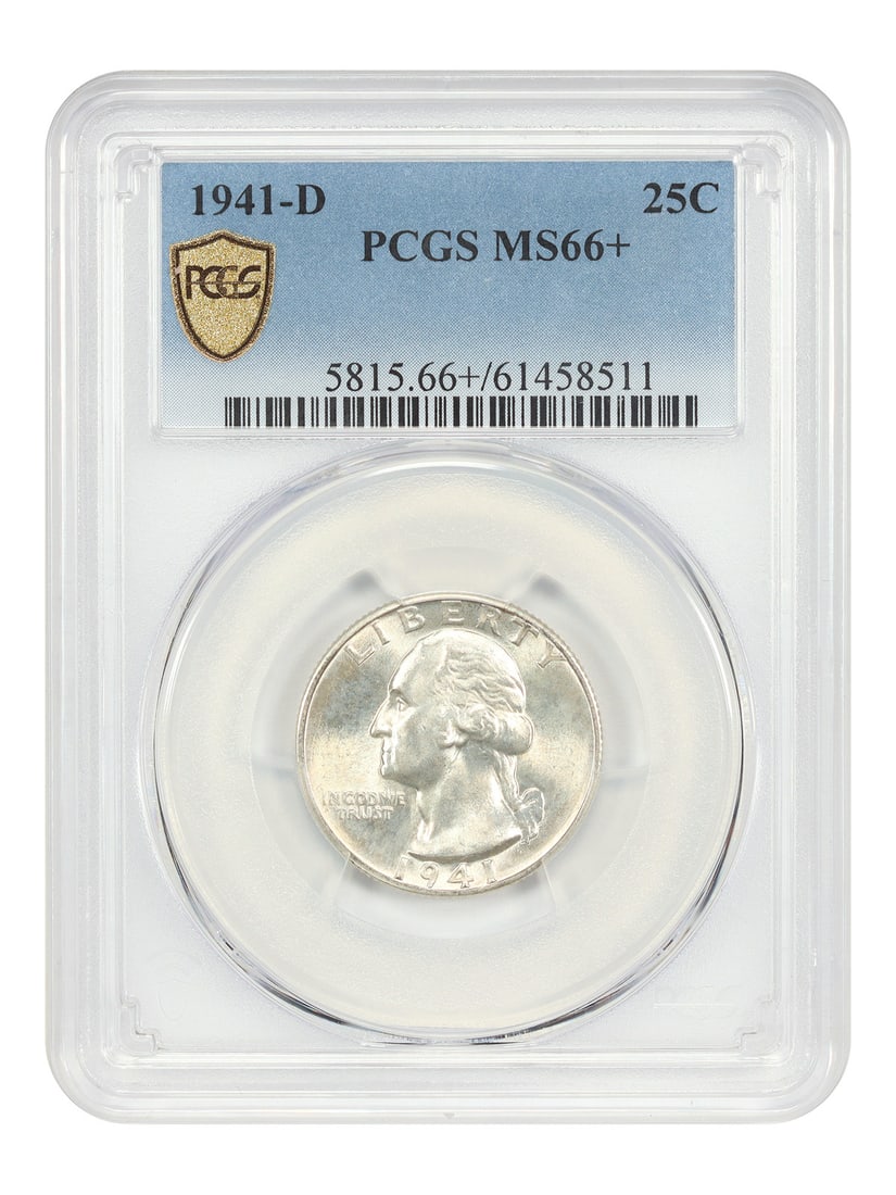 PCGS MS66 Plus 1941-D Washington 25C Quarter Coin: PCGS MS66 Plus 1941-D Washington 25C Quarter Coin This is a 1941-D Washington Quarter graded MS66+ by PCGS. The coin is uncirculated and was minted in Denver. It is part of the Washington Quarter seri