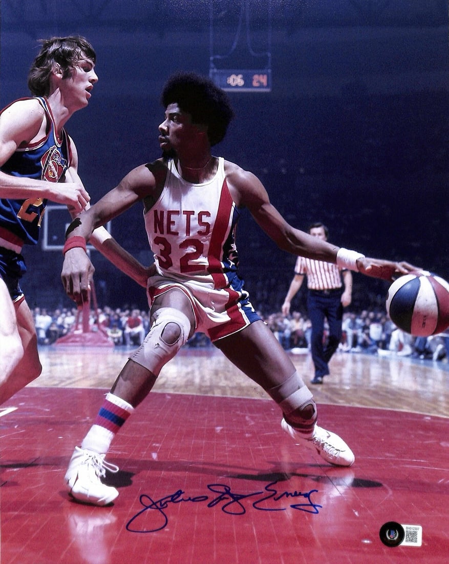 Julius Erving Signed 11x14 Photograph Beckett Certified: Julius Erving Signed 11x14 Photograph Beckett Certified This is an original 11x14 photograph signed by NBA Hall of Famer Julius Erving. The signature is in blue permanent marker and has been authentic