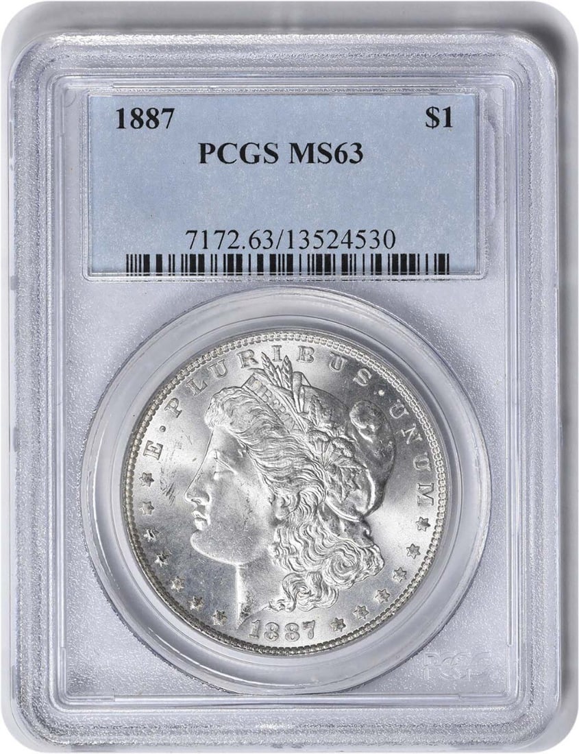 PCGS MS63 1887 Morgan Dollar VAM 12 Silver Coin: PCGS MS63 1887 Morgan Dollar VAM 12 Silver Coin This is an 1887 Morgan Silver Dollar featuring the VAM 12 variety. Certified by PCGS with a grade of MS63, this uncirculated coin is composed of silver