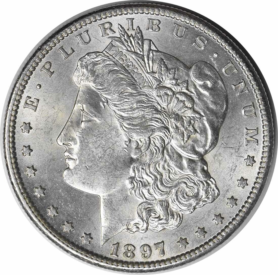 1897 San Francisco Morgan Dollar Silver Uncirculated Choice BU Uncertified: 1897 San Francisco Morgan Dollar Silver Uncirculated Choice BU Uncertified This 1897-S Morgan Silver Dollar is a Choice Brilliant Uncirculated (BU) coin from the San Francisco Mint. It is uncertified
