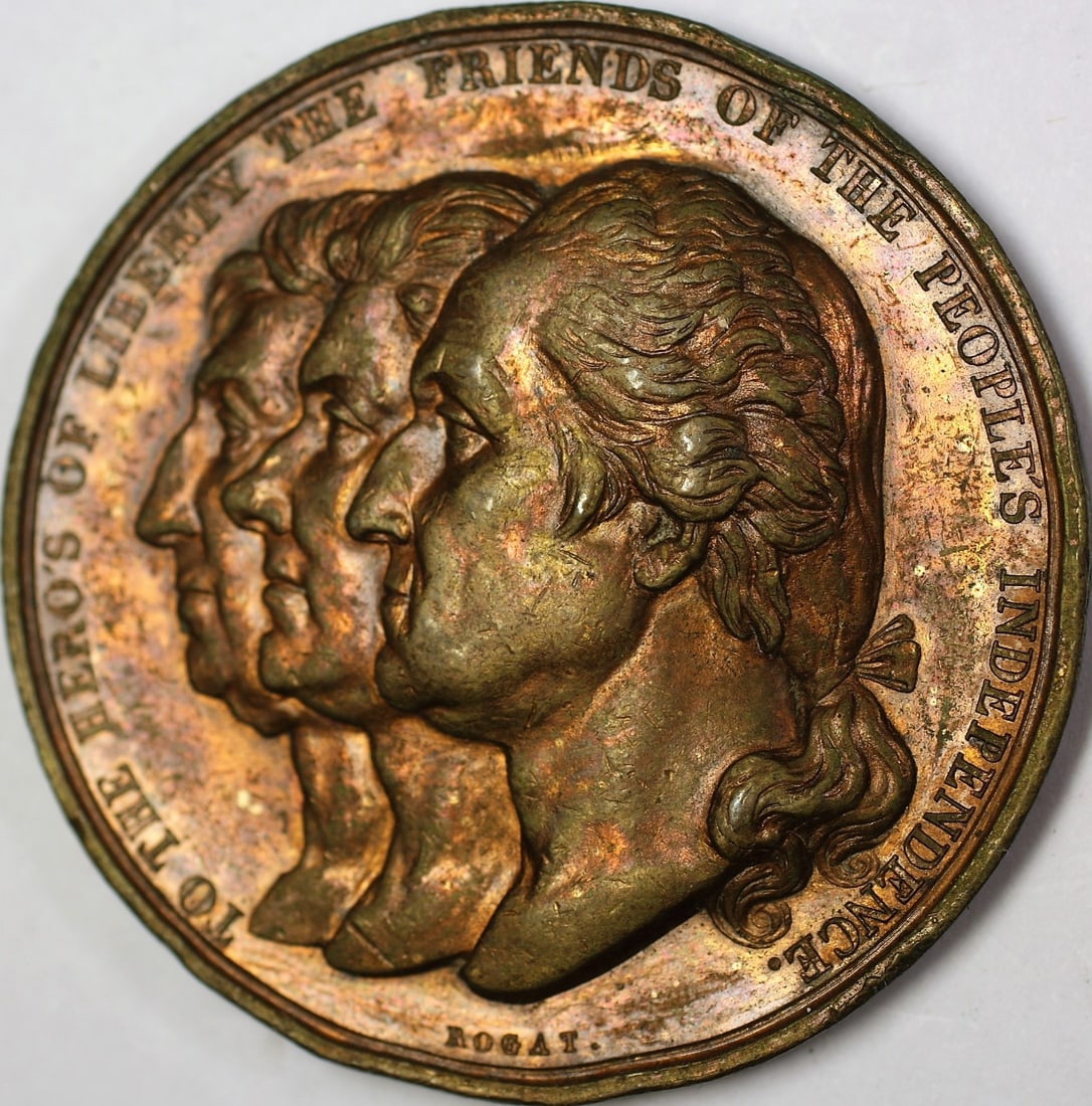 Bronze 1834 America Heroes of Liberty High Relief Medal by Bogat: Bronze 1834 America Heroes of Liberty High Relief Medal by Bogat This is an 1834 Heroes of Liberty America high relief bronze medal sculpted by Bogat. The medal is circulated and made in the United St