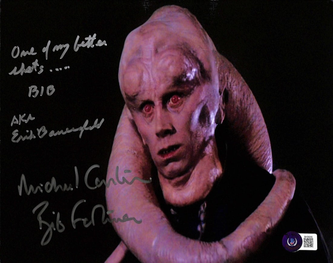 Autographed 8x10 Bib Fortuna Photo Signed by Erik Bauersfeld and Michael Carter Beckett: Autographed 8x10 Bib Fortuna Photo Signed by Erik Bauersfeld and Michael Carter Beckett This is an original 8x10 photograph from Star Wars: Return of the Jedi, autographed by Erik Bauersfeld and Micha