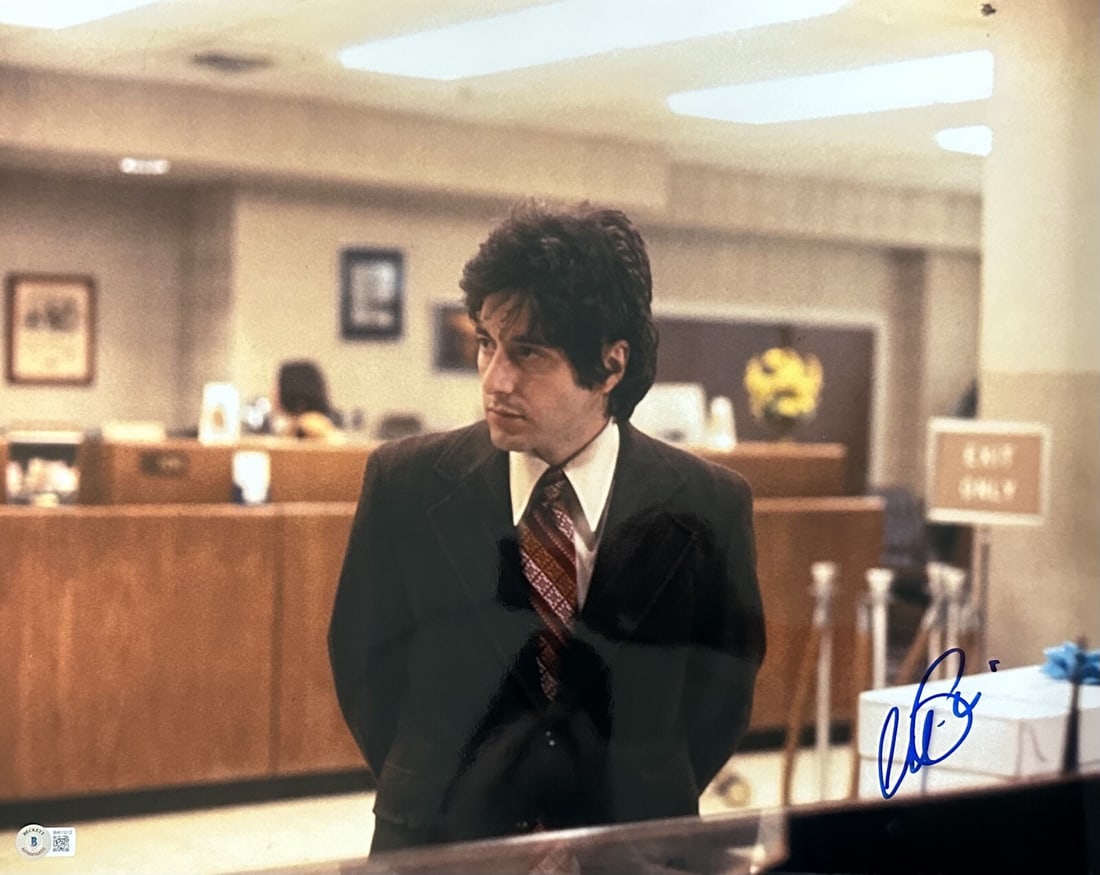 16x20 Photo Signed by Al Pacino as Sonny Wortzik Beckett Authenticated: 16x20 Photo Signed by Al Pacino as Sonny Wortzik Beckett Authenticated This is a 16x20 metallic photograph signed by Al Pacino as Sonny Wortzik from the film Dog Day Afternoon. The autograph, signed i