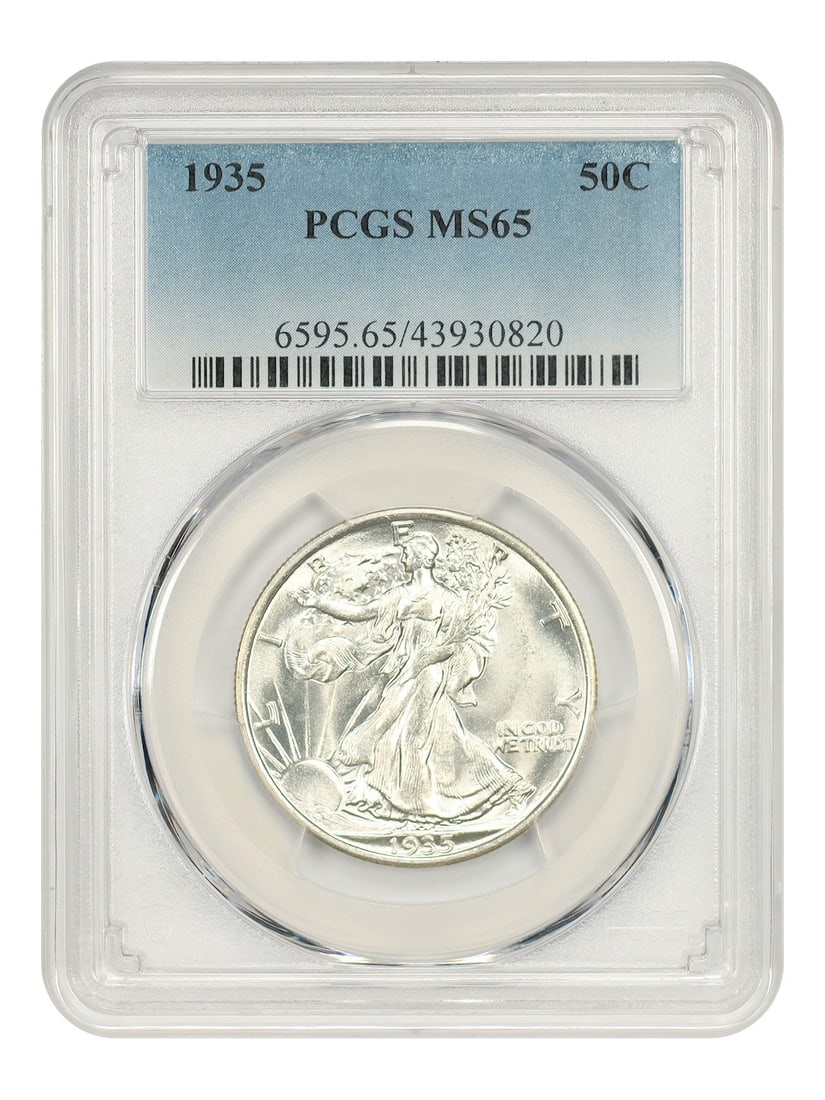 1935 Philadelphia Walking Liberty Half Dollar PCGS MS65 50C Uncirculated: 1935 Philadelphia Walking Liberty Half Dollar PCGS MS65 50C Uncirculated This is a 1935 Walking Liberty Half Dollar graded MS65 by PCGS. The coin is uncirculated and was minted in Philadelphia. It bel