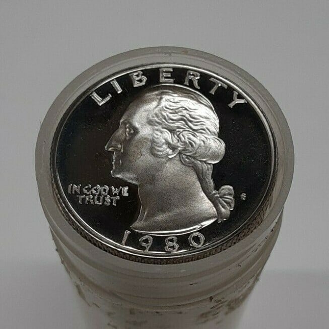 Roll of 40 1980-S Washington Clad Proof Quarters Uncirculated San Francisco Mint: Roll of 40 1980-S Washington Clad Proof Quarters Uncirculated San Francisco Mint This is a roll of 40 uncirculated 1980-S Washington Clad Proof Quarters. These coins were minted in San Francisco and s