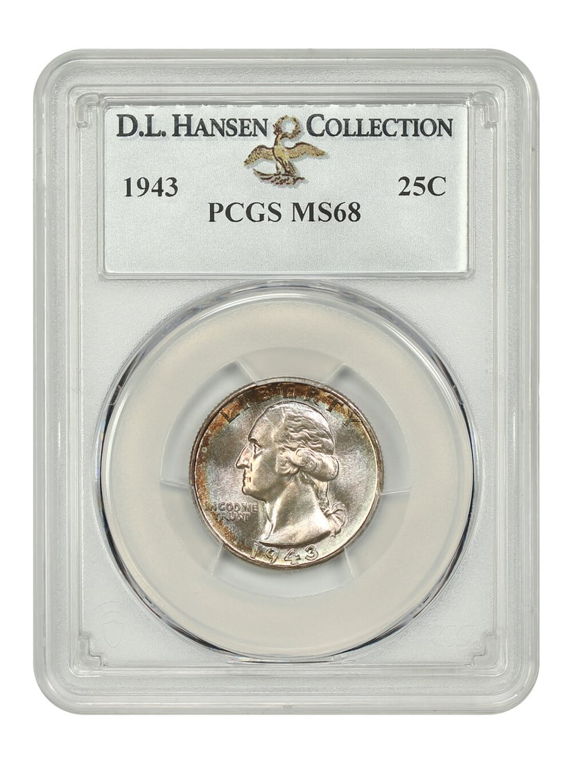 1943 PCGS MS68 Washington Quarter Tied for Finest Known: 1943 PCGS MS68 Washington Quarter Tied for Finest Known This stunning 1943 Washington Quarter is certified by PCGS with a grade of MS68, making it tied for the finest known example across all major gr