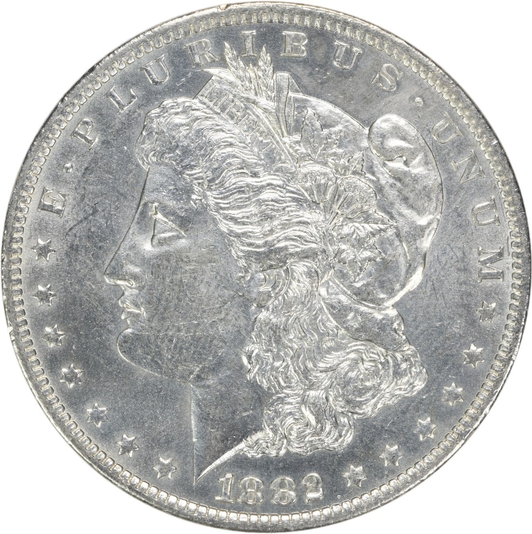 1882-O Morgan Silver Dollar Uncertified BU Silver Coin: 1882-O Morgan Silver Dollar Uncertified BU Silver Coin This 1882-O Morgan Silver Dollar is an uncirculated coin, showcasing its brilliant uncirculated (BU) condition. Minted in 1882 at the O mint loca