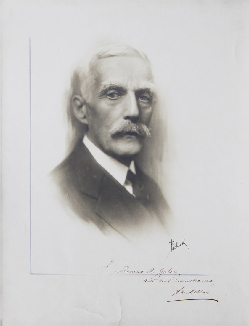 A.W. Mellon Signed Photo To Thomas M. Galey With Beckett COA: A.W. Mellon Signed Photo To Thomas M. Galey With Beckett COA This authentic signed photo features an inscription reading "To Thomas M. Galey, with kind remembrances" and has been personally signed by