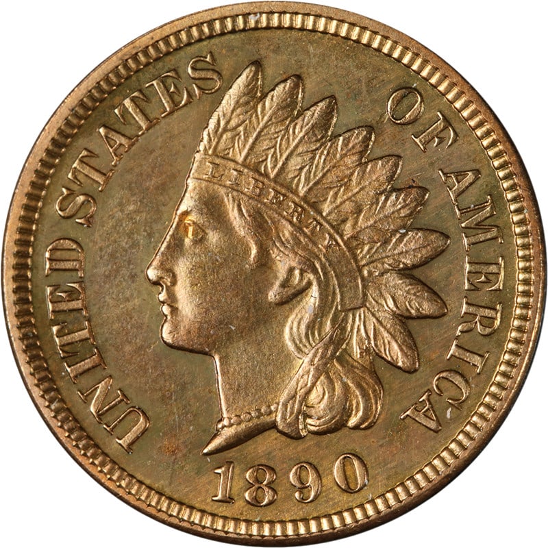 1890 Proof Indian Head Cent Uncertified Copper Coin With Great Luster: 1890 Proof Indian Head Cent Uncertified Copper Coin With Great Luster This 1890 Indian Cent showcases exceptional eye appeal, characterized by its brilliant luster and strong strike. The coin features