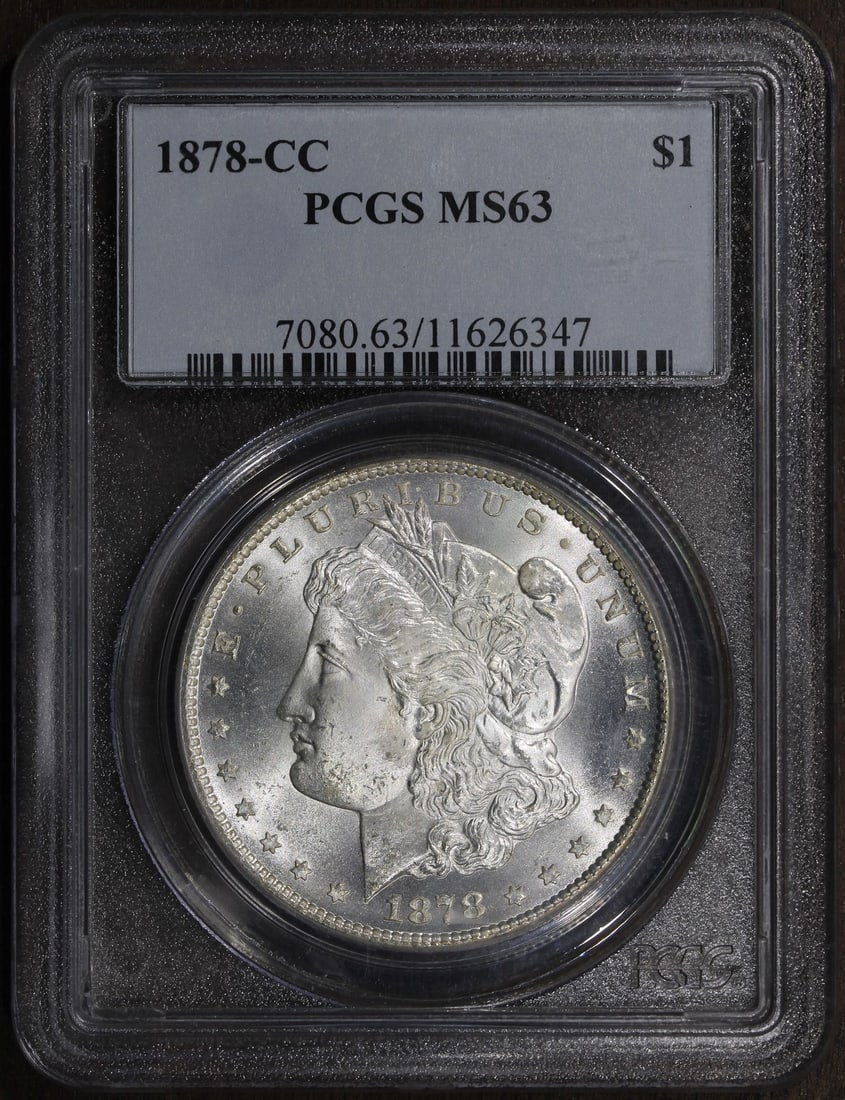 PCGS MS63 Carson City 1878 Morgan Dollar Silver Coin: PCGS MS63 Carson City 1878 Morgan Dollar Silver Coin This is an 1878-CC Morgan Silver Dollar graded MS63 by PCGS. The coin is uncirculated and was minted in Carson City, United States. It is composed