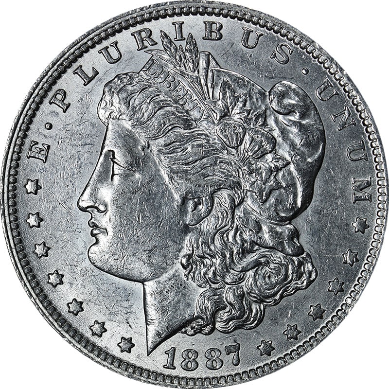 1887-O Morgan Silver Dollar AU/BU VAM 22B Pitting Clash Coin (1 of 2)