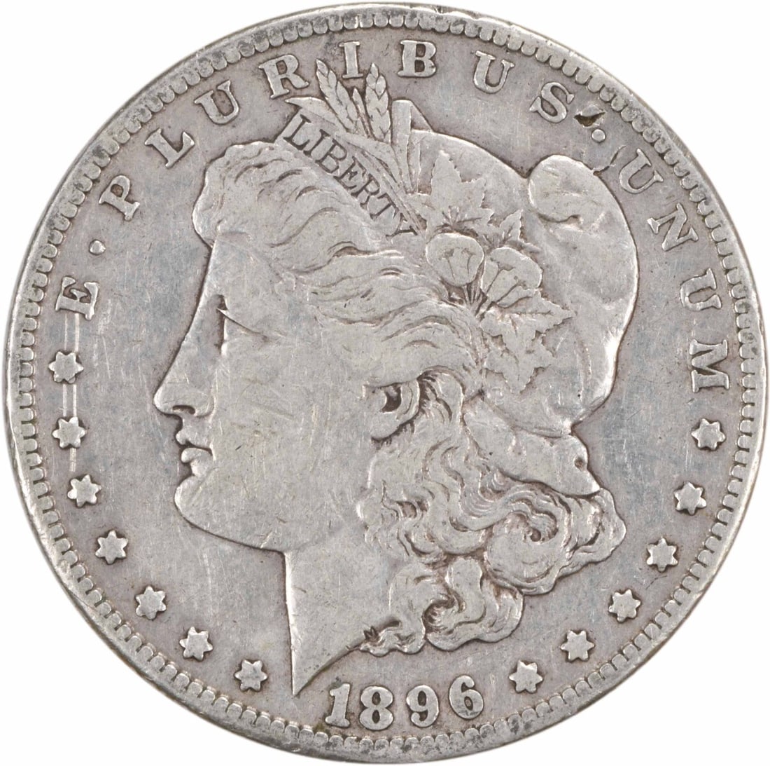 1896-S Morgan Silver Dollar VF Uncertified 90% Silver San Francisco Mint: 1896-S Morgan Silver Dollar VF Uncertified 90% Silver San Francisco Mint This 1896-S Morgan Silver Dollar, featuring the classic design by George T. Morgan, is a remarkable piece of numismatic history