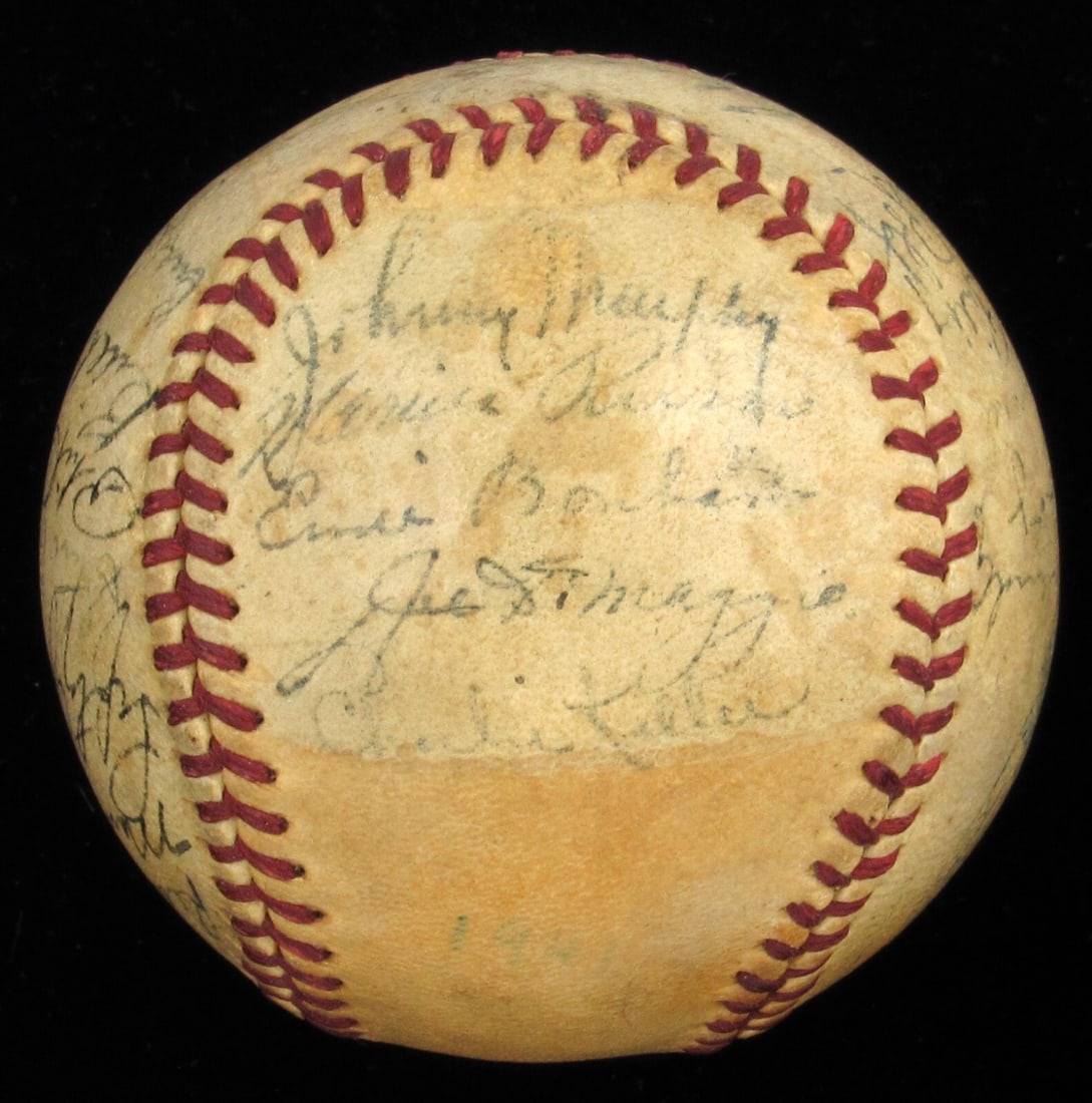 1941 New York Yankees Team Signed Baseball with JSA COA: 1941 New York Yankees Team Signed Baseball with JSA COA Celebrate the legendary 1941 New York Yankees season with this team-signed baseball, a remarkable piece of baseball history. The Yankees clinche