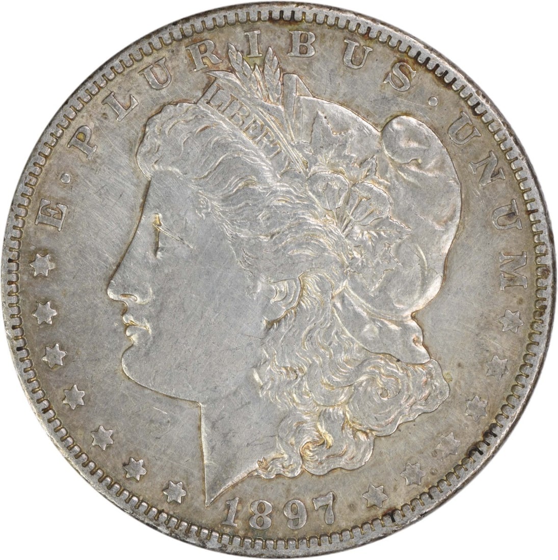 Morgan Dollar 1897-O Extra Fine Grade 90 Percent Silver Uncertified US Coin: Morgan Dollar 1897-O Extra Fine Grade 90 Percent Silver Uncertified US Coin This 1897-O Morgan Silver Dollar is an Extra Fine (EF) circulated coin minted in New Orleans. Composed of 90% silver and 10%