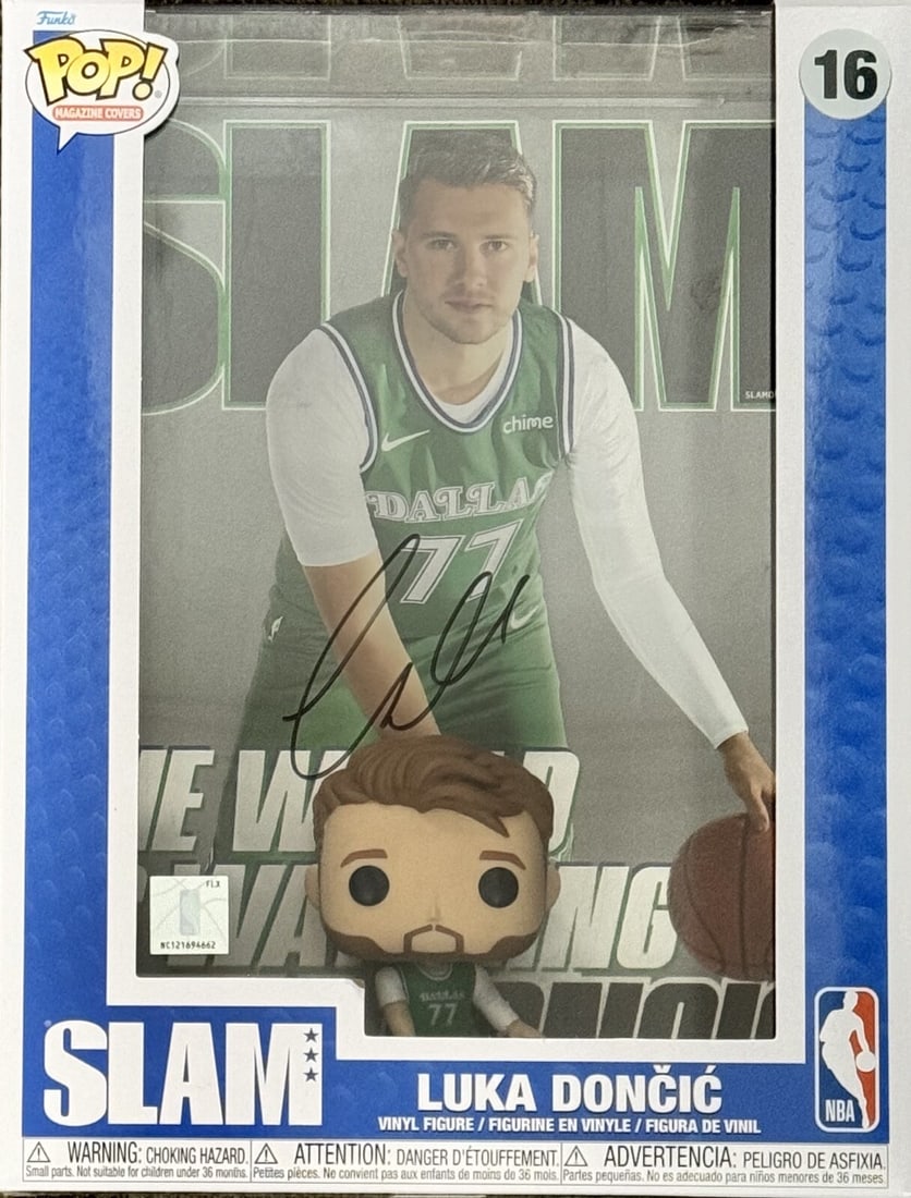 Panini Exclusive Jumbo Funko Pop Signed by Luka Doncic Beckett Authenticated: Panini Exclusive Jumbo Funko Pop Signed by Luka Doncic Beckett Authenticated This is a Panini Exclusive Jumbo Funko Pop! figure, autographed by Dallas Mavericks star Luka Doncic. The signature is in b