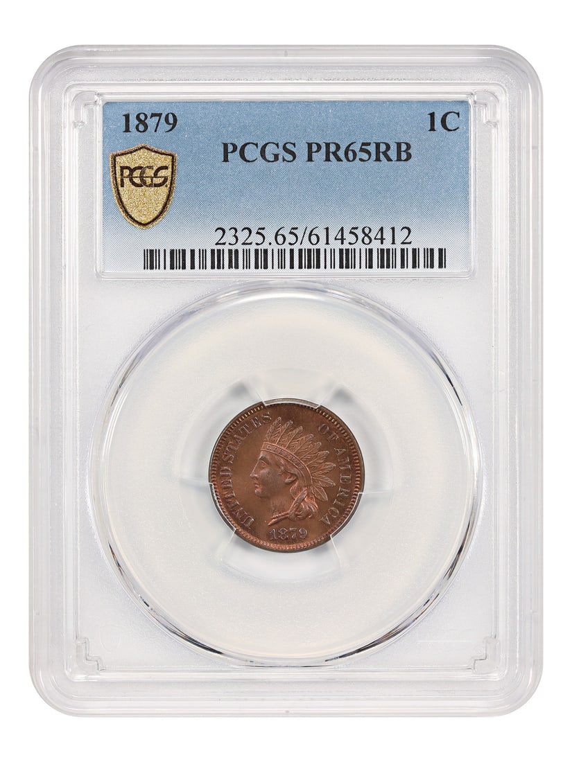 1879 Indian Cent Proof PCGS PR65RB Philadelphia 1C: 1879 Indian Cent Proof PCGS PR65RB Philadelphia 1C This 1879 Indian Cent features a proof strike and is graded PR65RB by PCGS. Struck at the Philadelphia Mint, this uncirculated coin is part of a limi