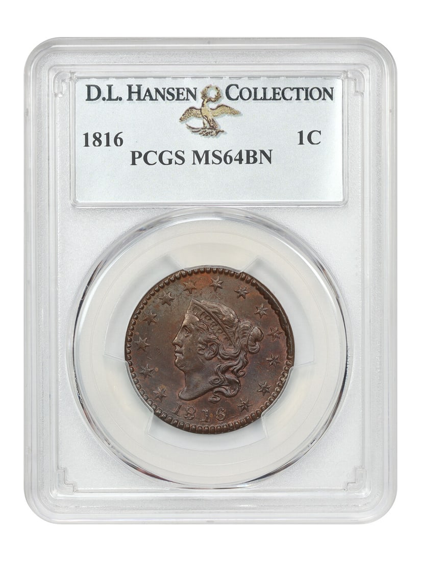 1816 1C Coronet Head Cent PCGS MS64BN First Year Issue (1 of 4)